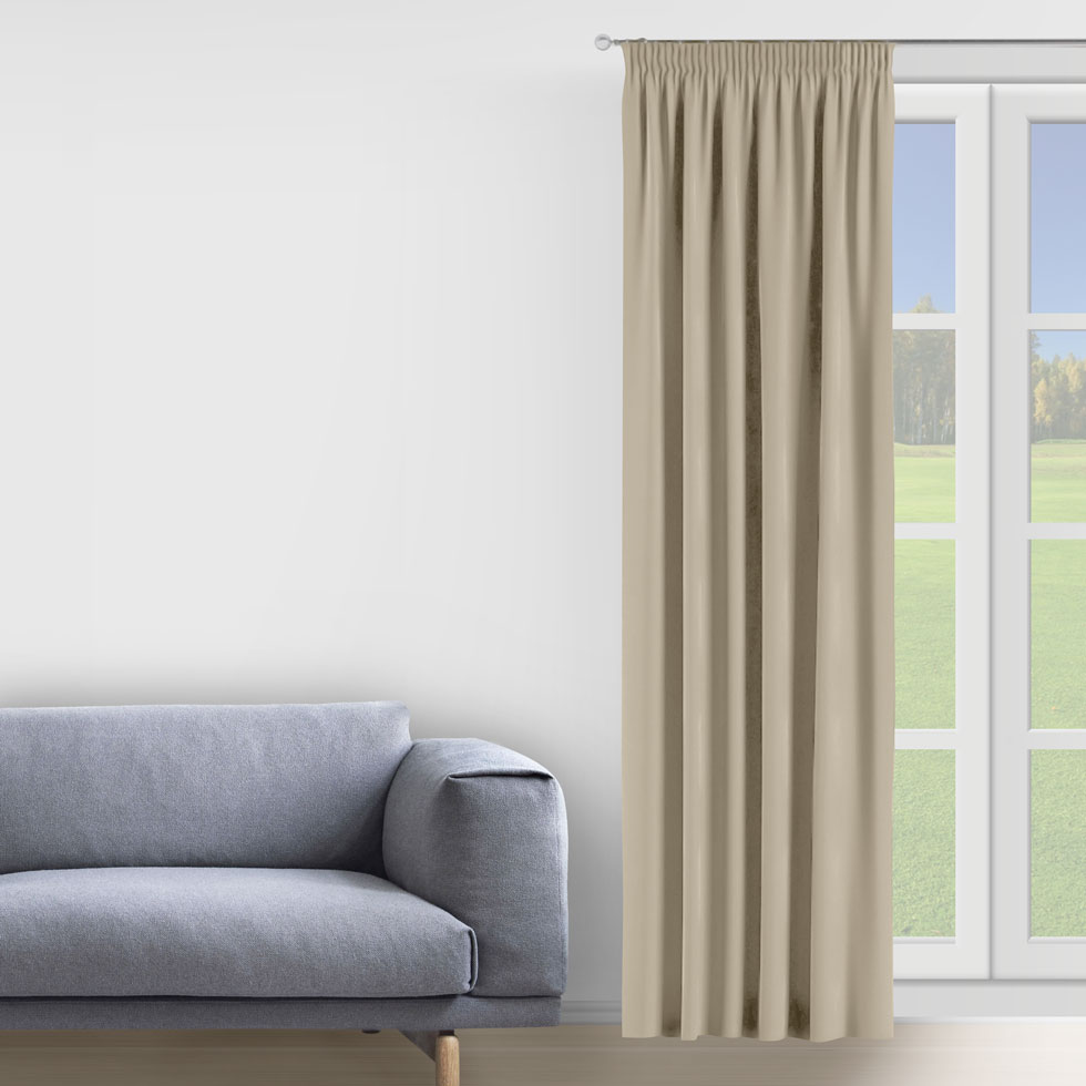 

Штора Decorator 150х275 бежево-серый микровелюр на тесьме D011