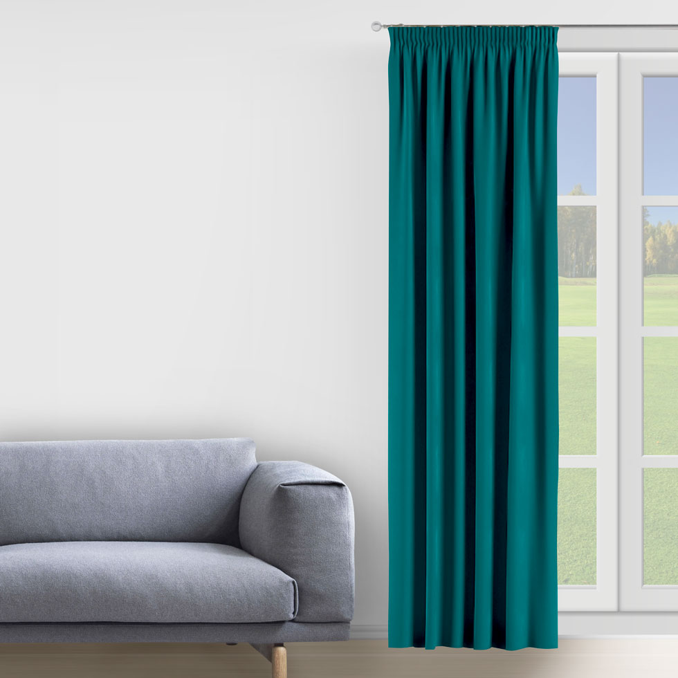 

Штора Decorator 300х275 темно-бирюзовый микровелюр на тесьме D065