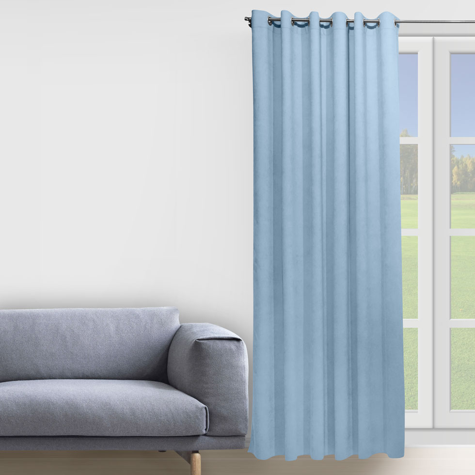 

Штора Decorator 250х258 голубой микровелюр на люверсах D057