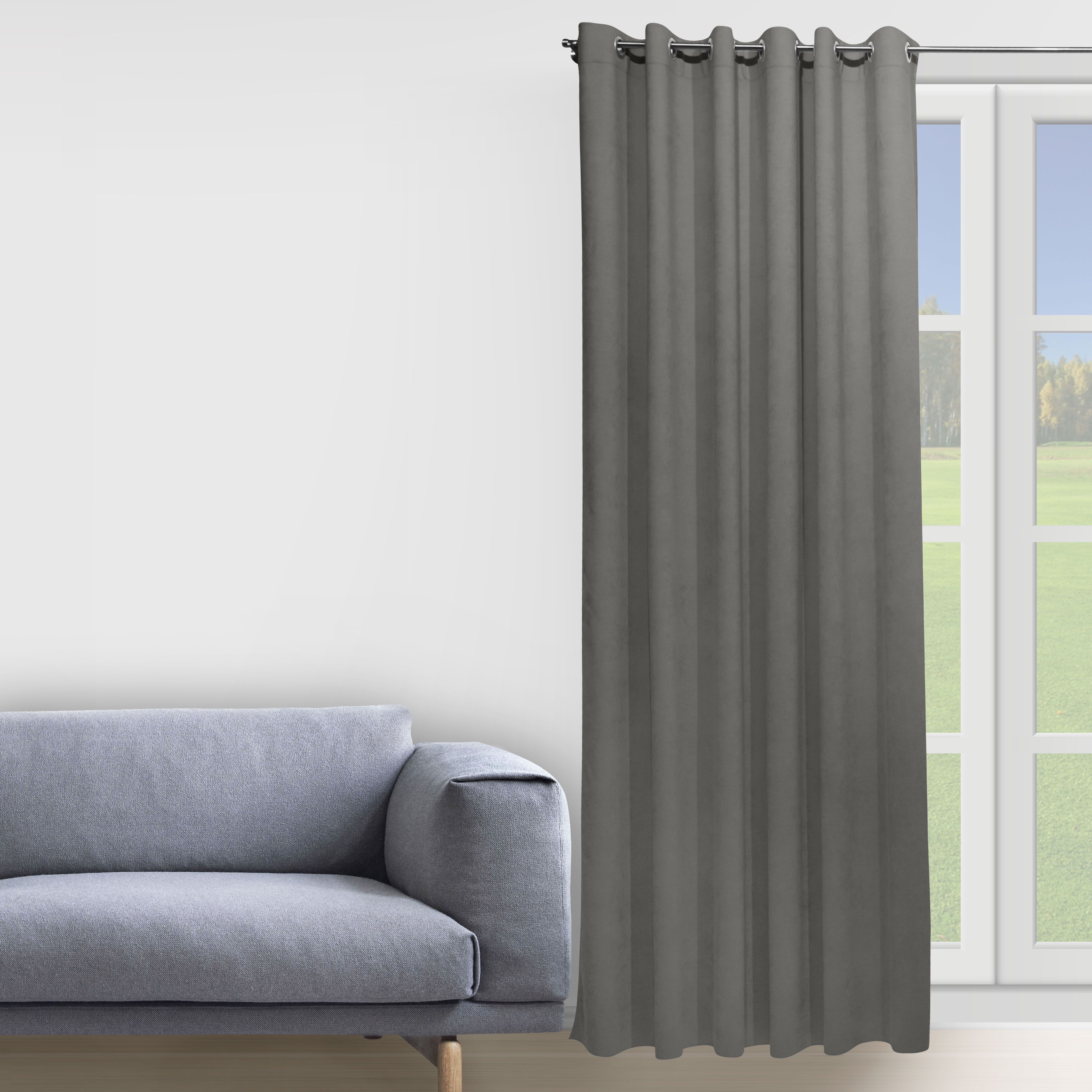 

Штора Decorator 150х258 серый микровелюр на люверсах D023
