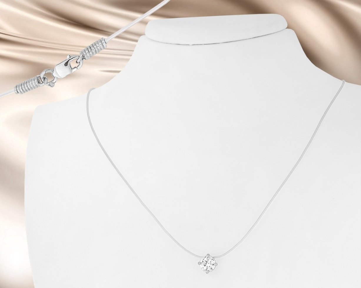 

Колье-невидимка серебряное на леске с кубическим цирконием 38 1,98 г
