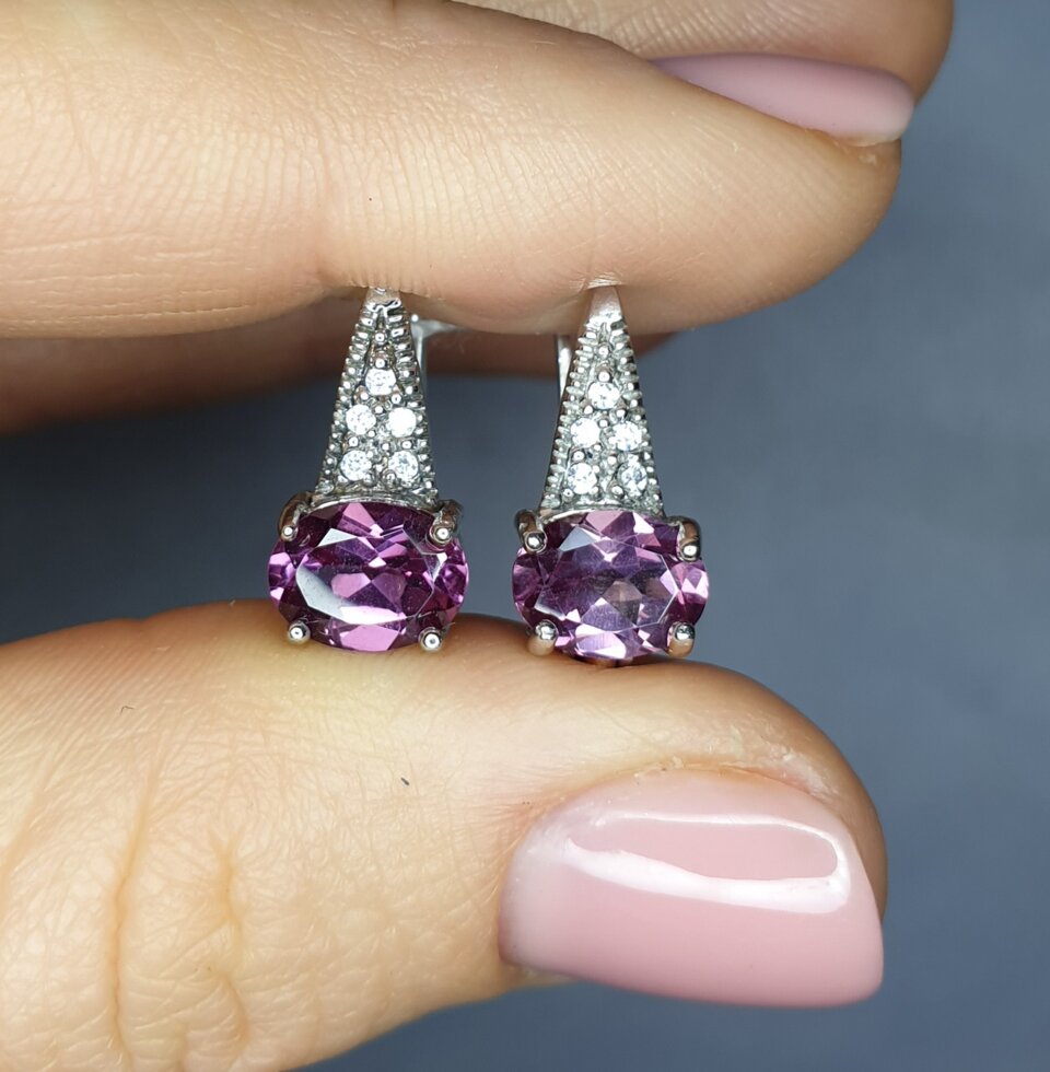 

Сережки серебряные с александритом 4,25 г