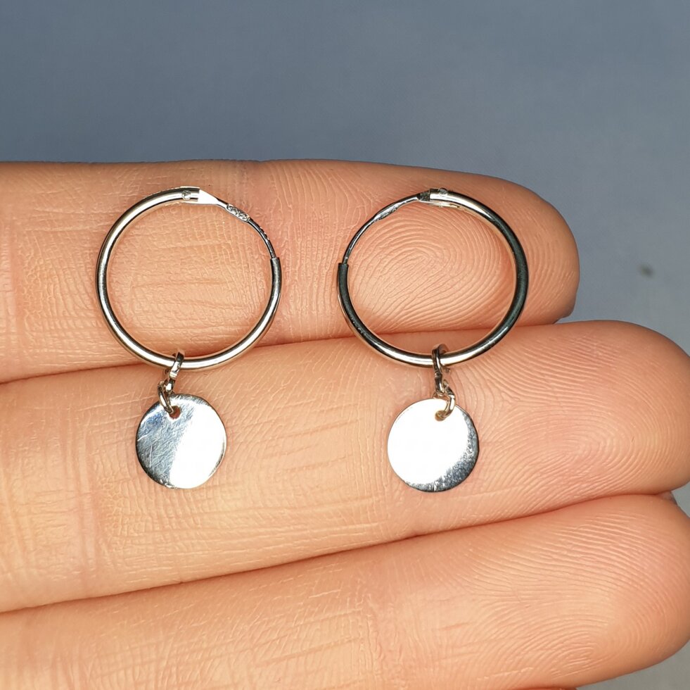 

Сережки-кольца серебряные "Монетки" 1,18 г