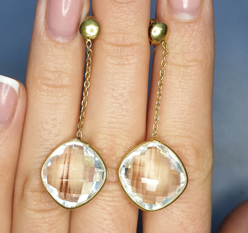 

Сережки серебряные с горным хрусталем 6,32 г