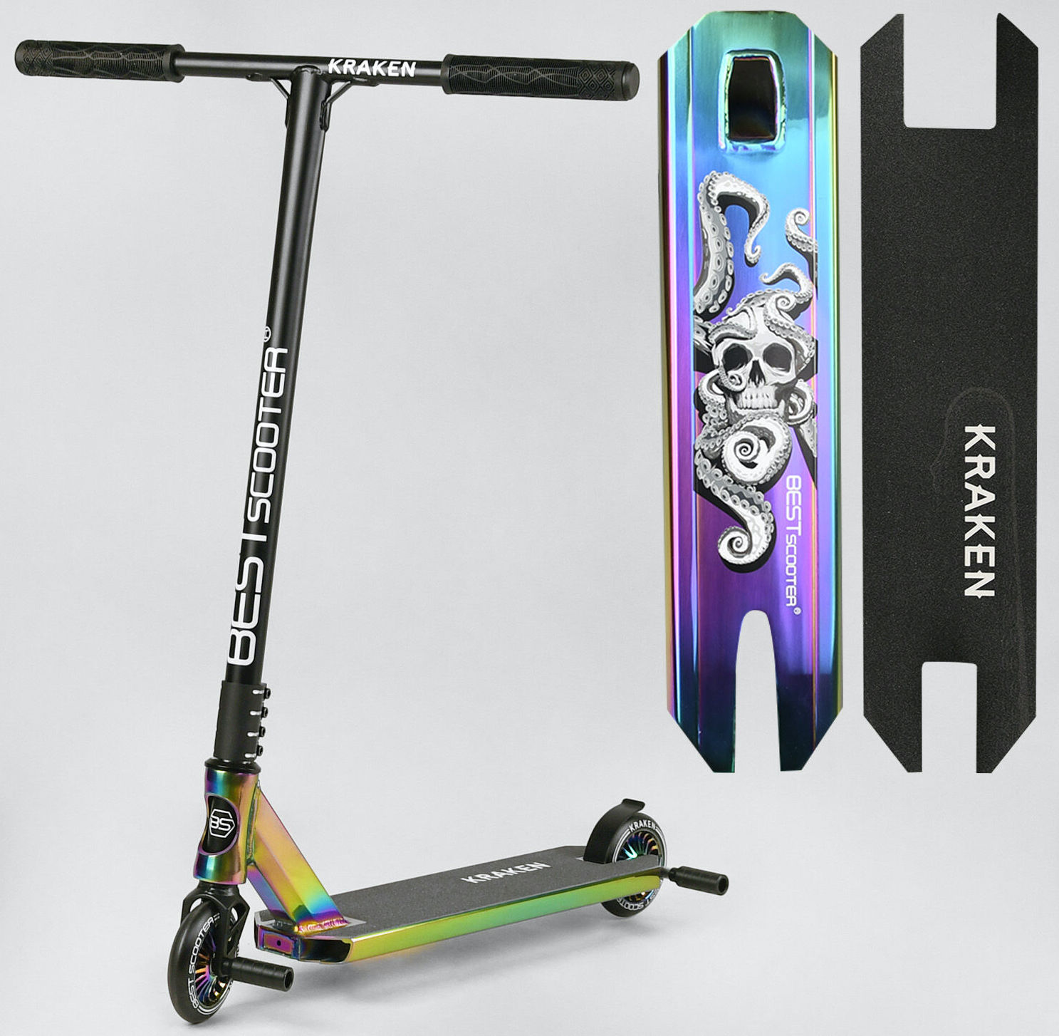 

Трюковый самокат Best Scooter Kraken Черный/Неохром 110 мм (st6571)
