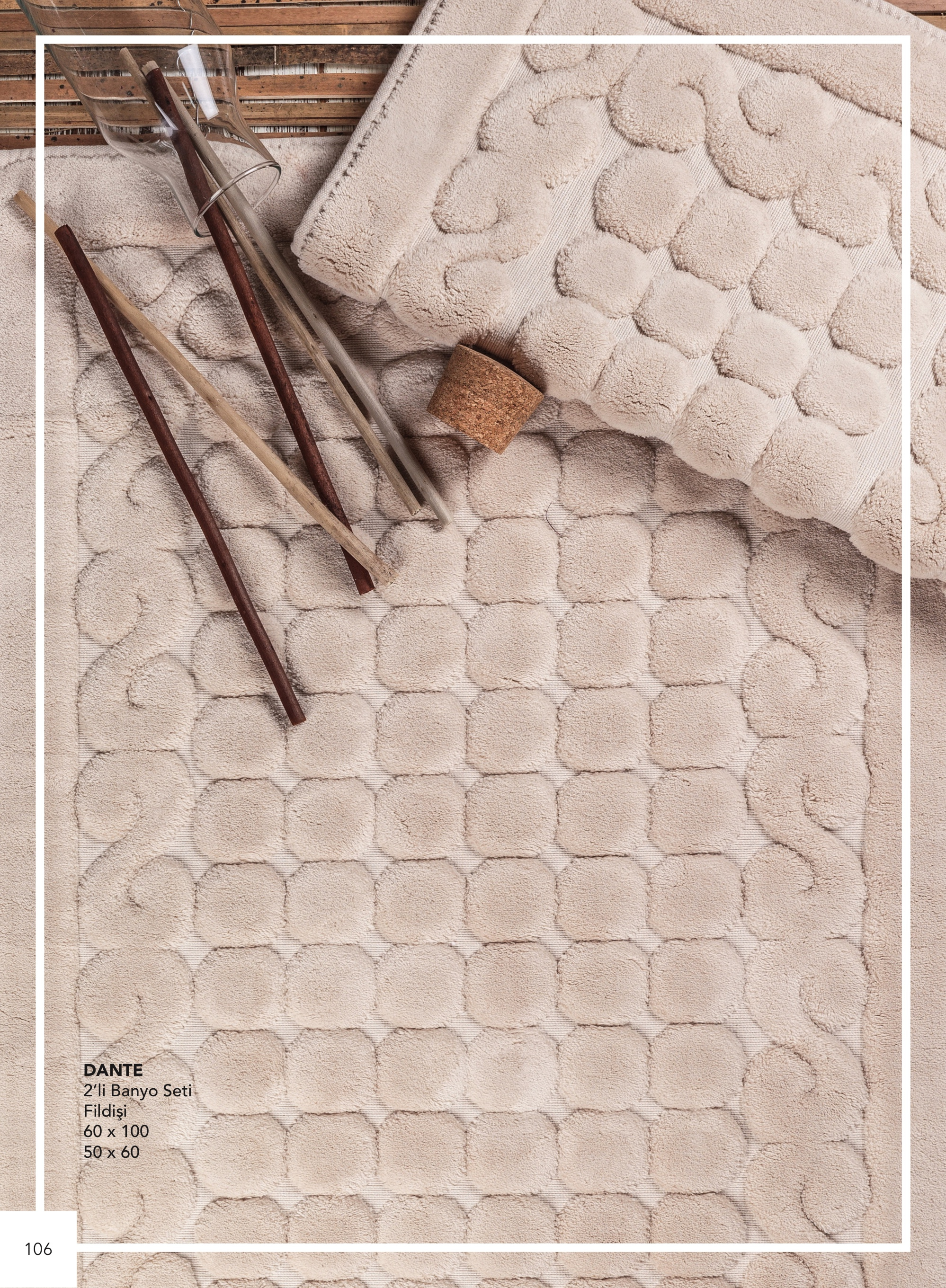 

Набор ковриков Zugo Home Dante Fildisi 50x60+60x100 см