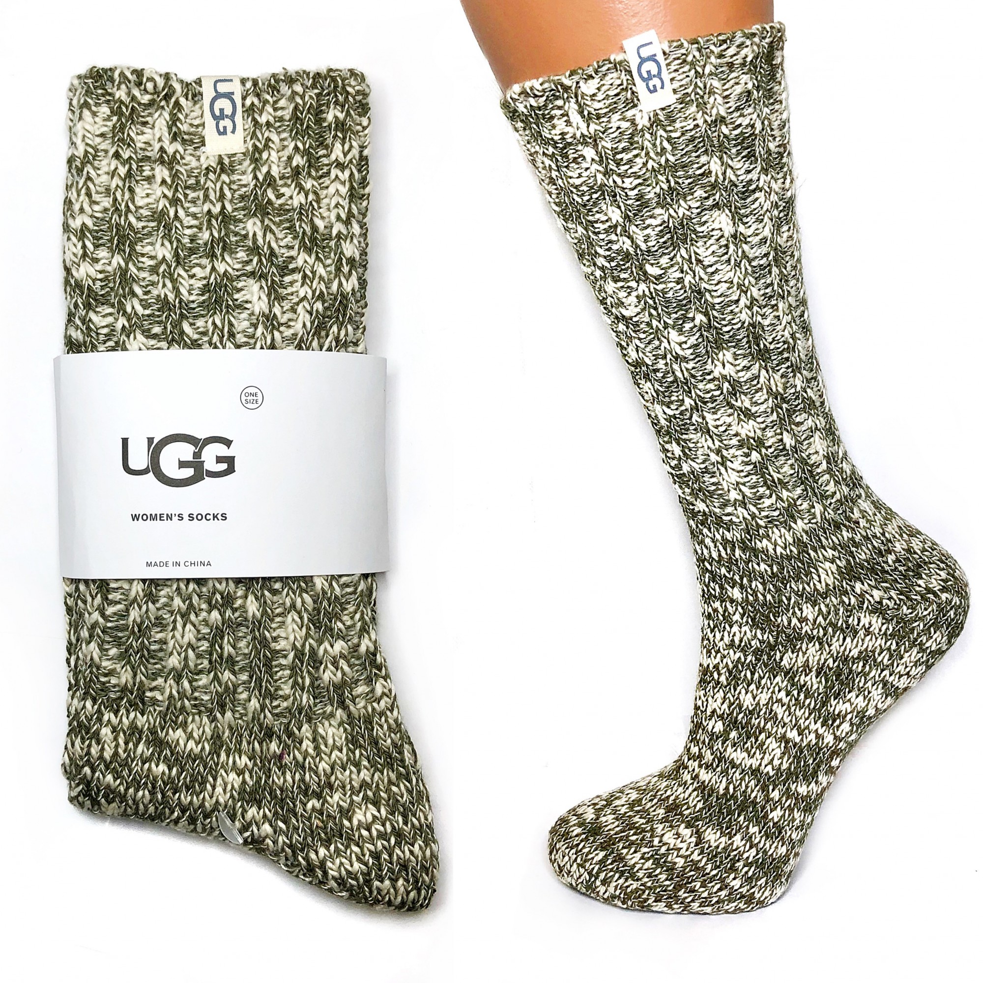 

Женские вязаные носки UGG Rib Knit Slouchy Crew Sock 1014832 (36-41р) Хаки