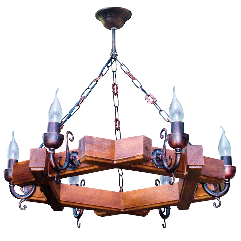 

Подвесная деревянная люстра на 6 лампочек Sneha (997524)