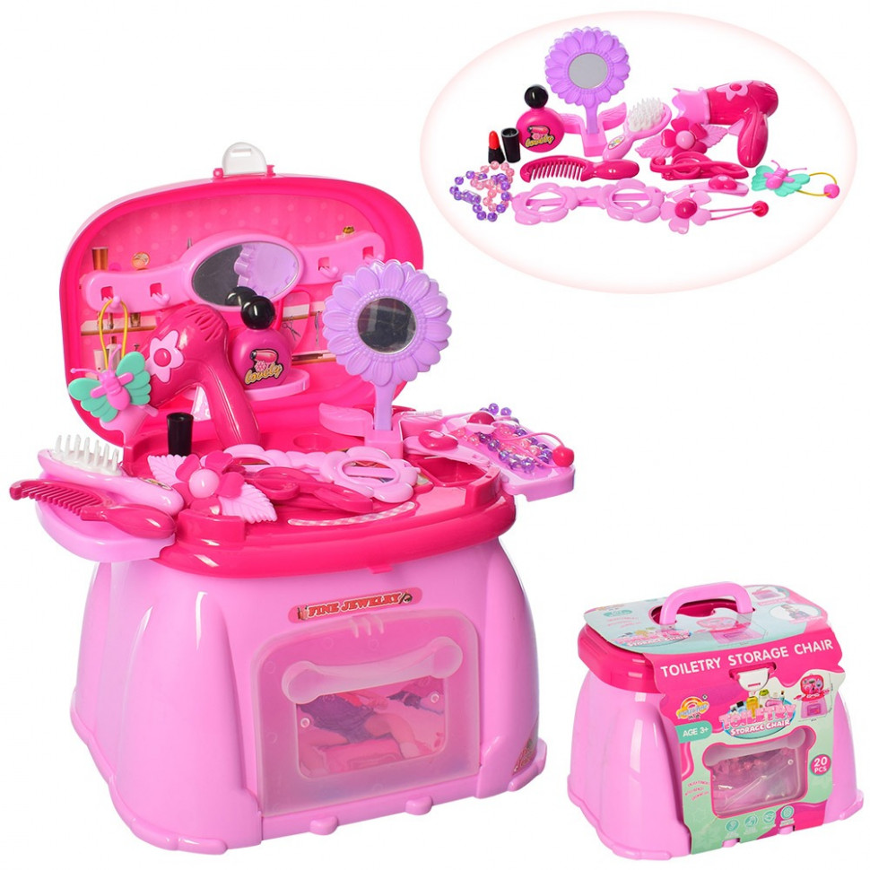 

Игровой чемоданчик-трюмо Bambi Фен, расческа, заколки в чемодане (RX1700-27)