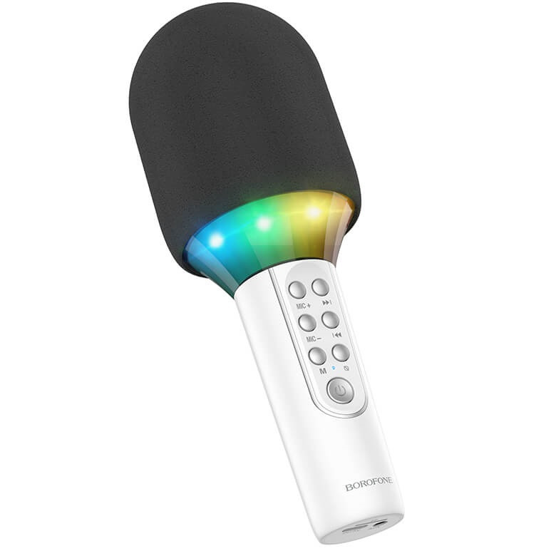 

Беспроводной микрофон для караоке с динамиком BOROFONE BFK2 |BT5.0, AUX/TF, A2DP, 6h| Белый