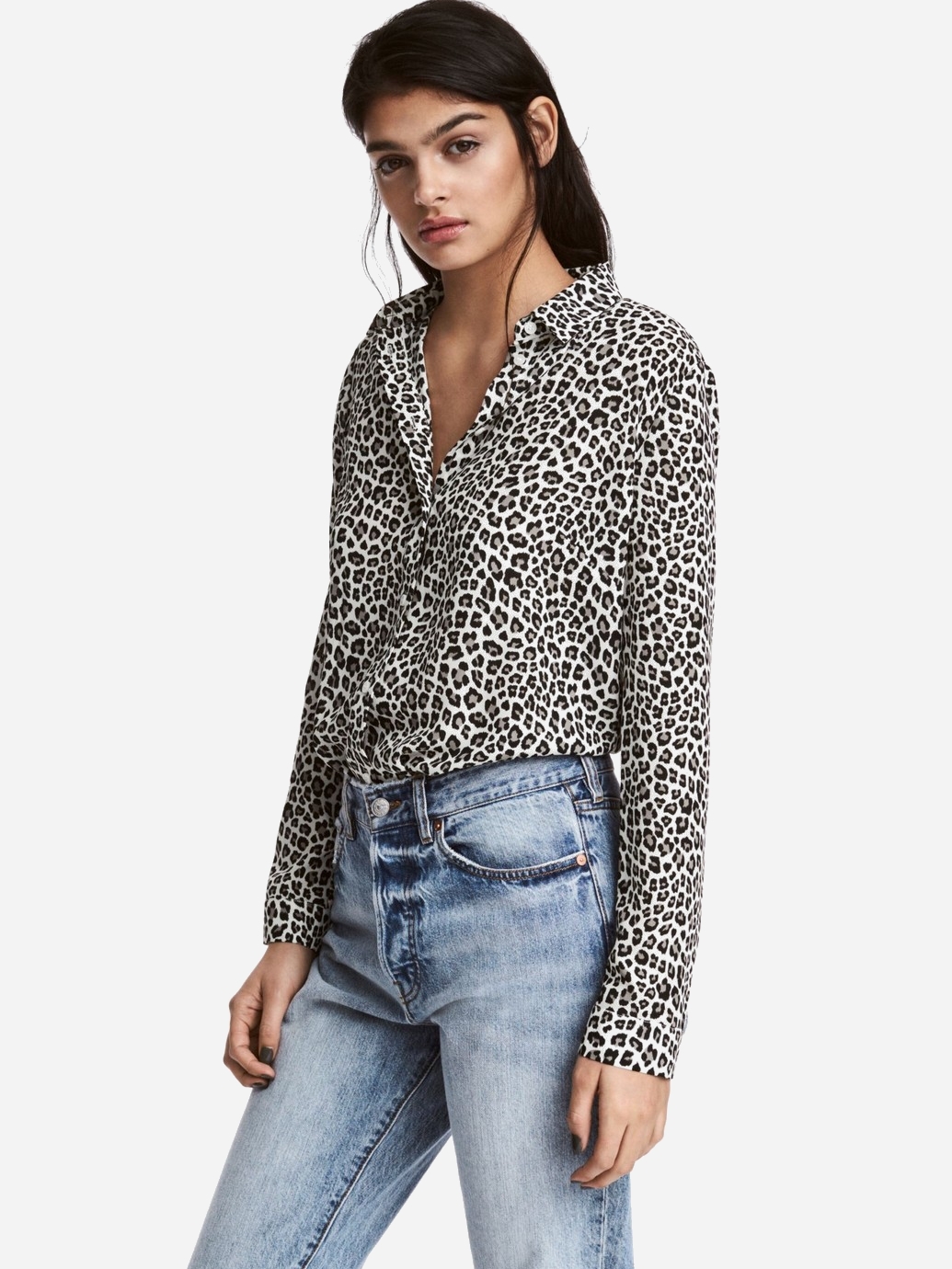 

Блузка H&M 0502434_леоп_01  Белая, Блузка H&M 0502434_леоп_01 32 Белая