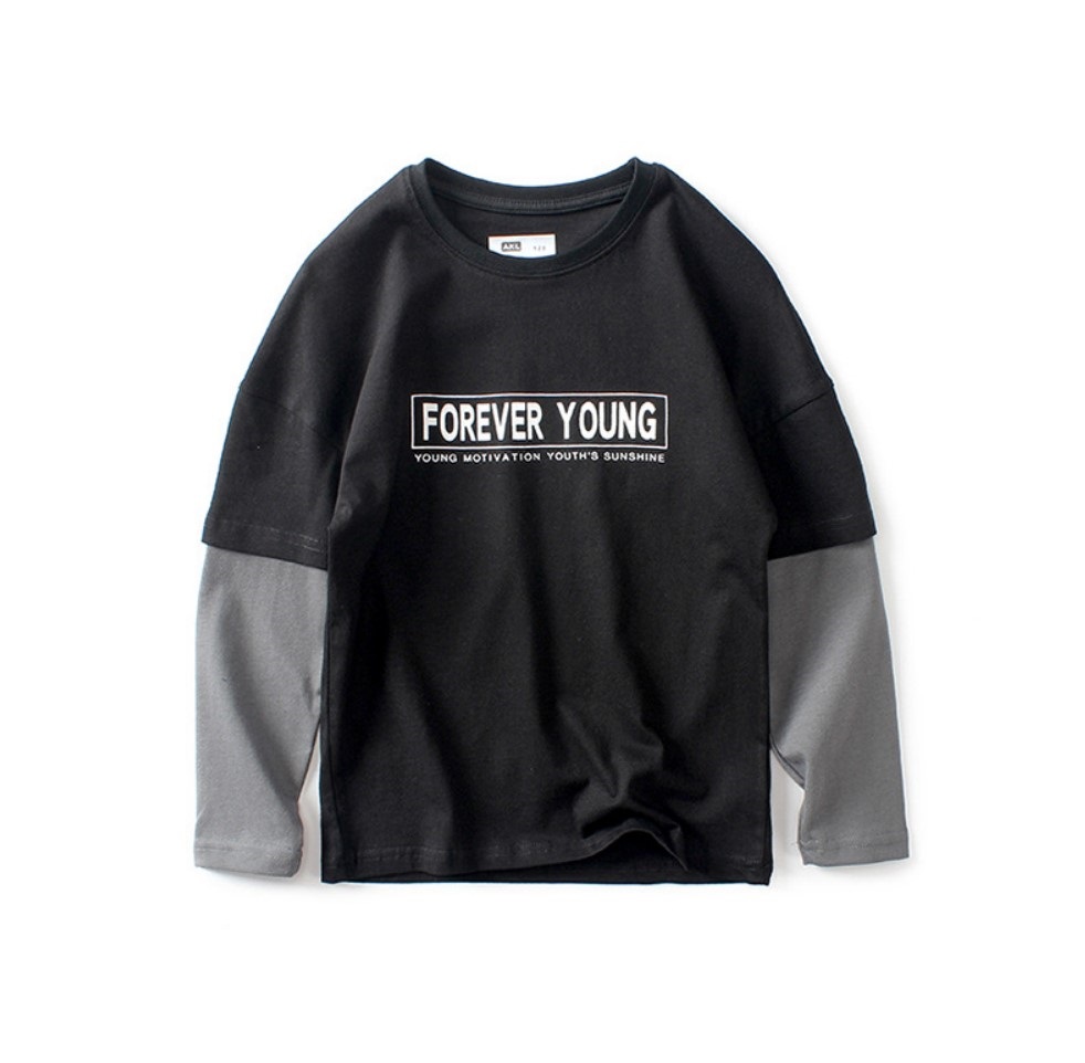 

Лонгслив для мальчика с надписями черный Forever young AKL (120) Черный