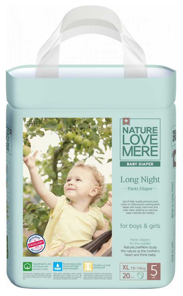 

Подгузники-трусики детские Nature Love Mere Long Night XL 10-14 кг 20 шт (8809402093854)