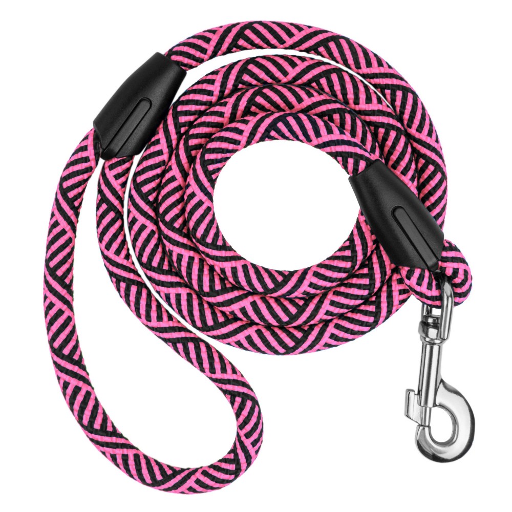 

Поводок для Собак Bronzedog Active из Альпинистского Шнура Черно-Розовый 12 мм 152 см (56177)