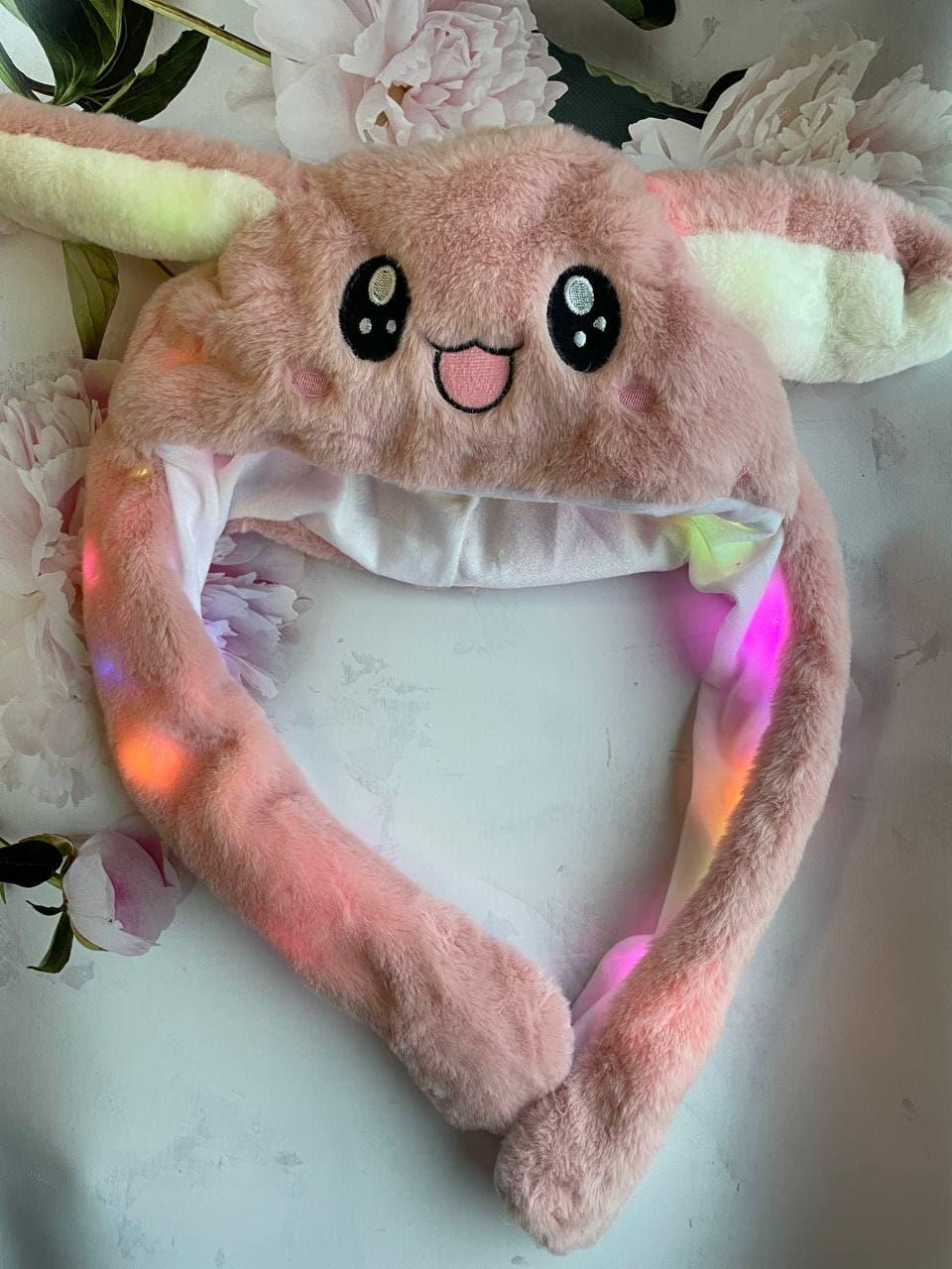 

Светящаяся шапка BIT Pikachu toys soft toys with led M с двигающими ушками шапка с Led подсветкой Розовая пудра размер М