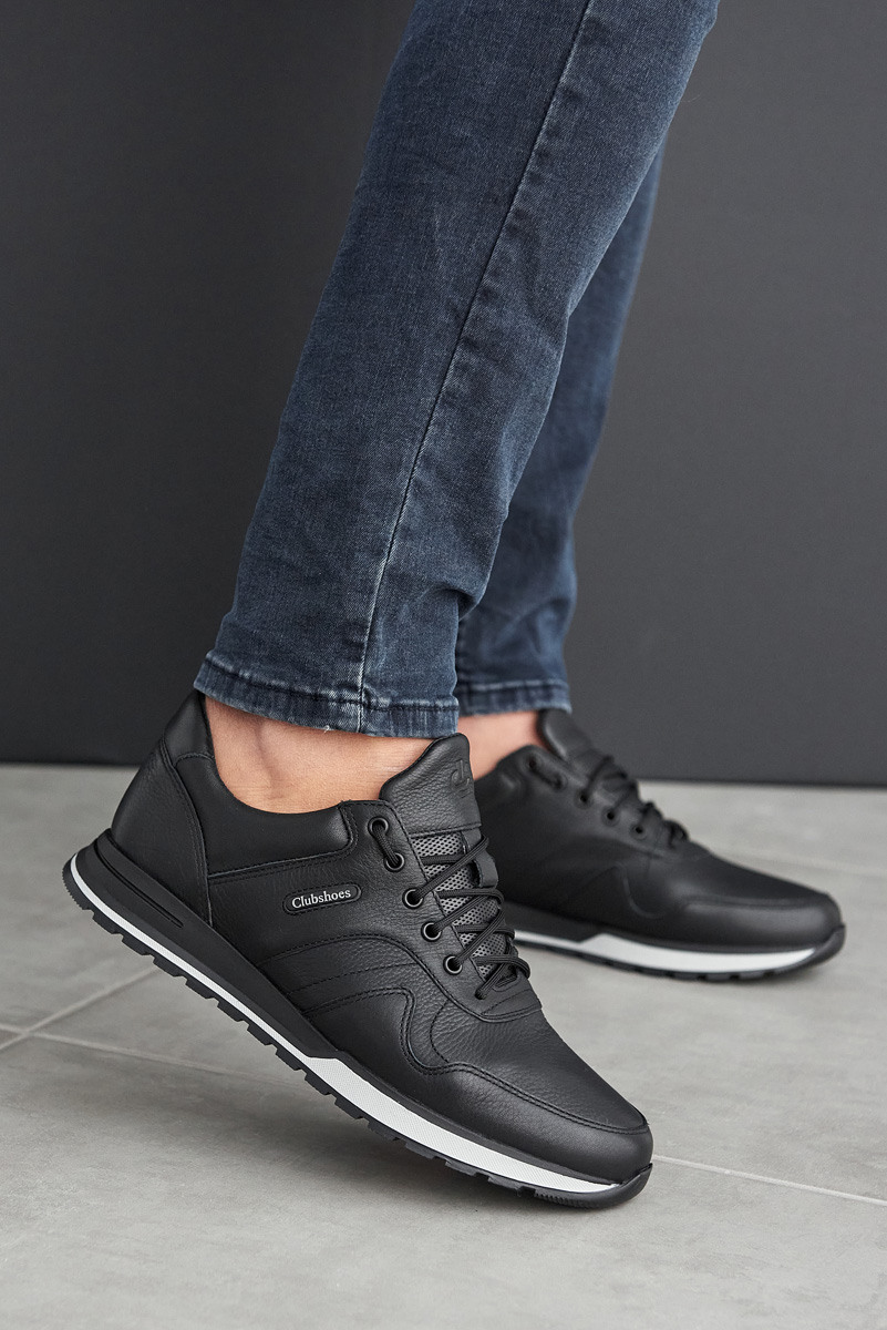 

Мужские кроссовки кожаные весна/осень черные Clubshoes размер 44 FV_002040