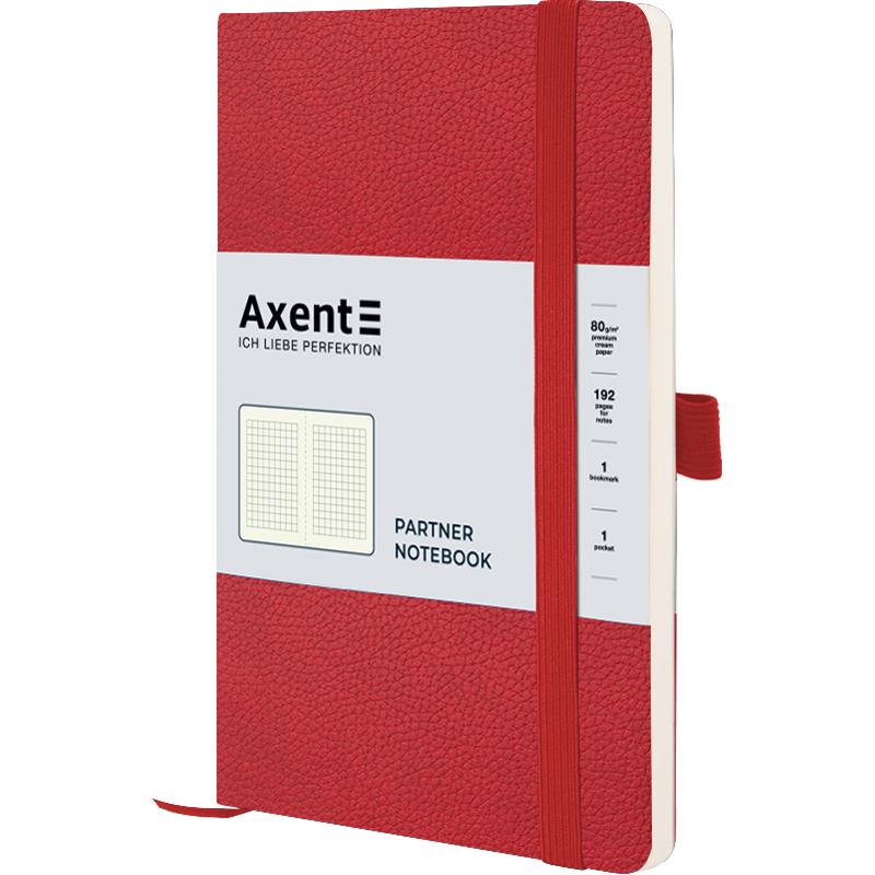 

Книга записная Axent 8616-06-A Partner Soft Skin 12,5 х 19,5 см клетка 96 л Красная (60468)