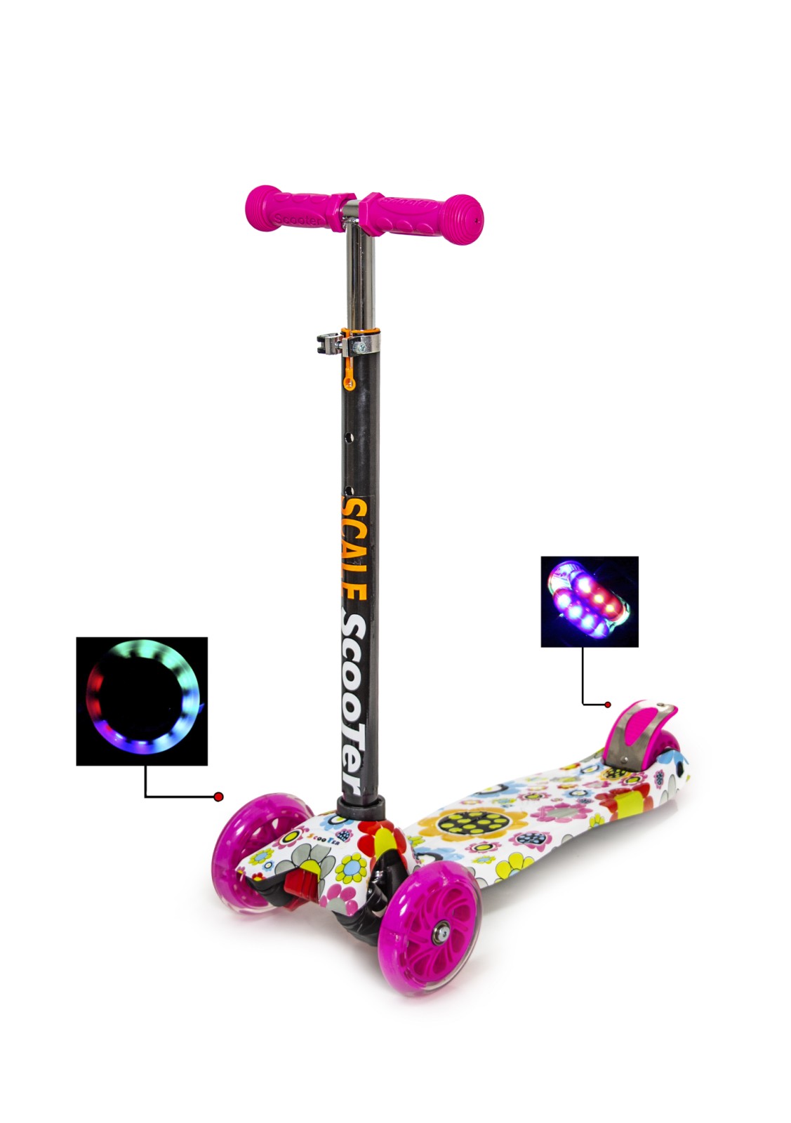 

Детский самокат MAXI Daises Светящиеся колеса Super scooter