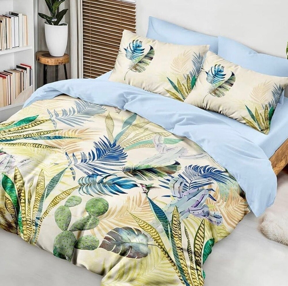 

Комплект постельного белья The Club Cotton Leaf евро желтый ранфорс