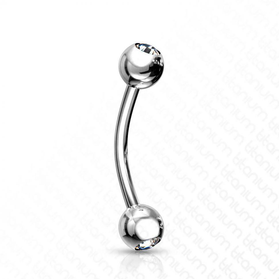 

Изогнутая штанга (банан) для пирсинга пупка, брови PiercedFish T23C04 из титана с фианитами (12 мм)
