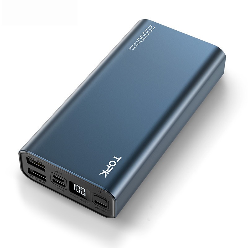 

Внешний аккумулятор Power Bank Topk 20000mAh I2006P 20W QC+PD Blue