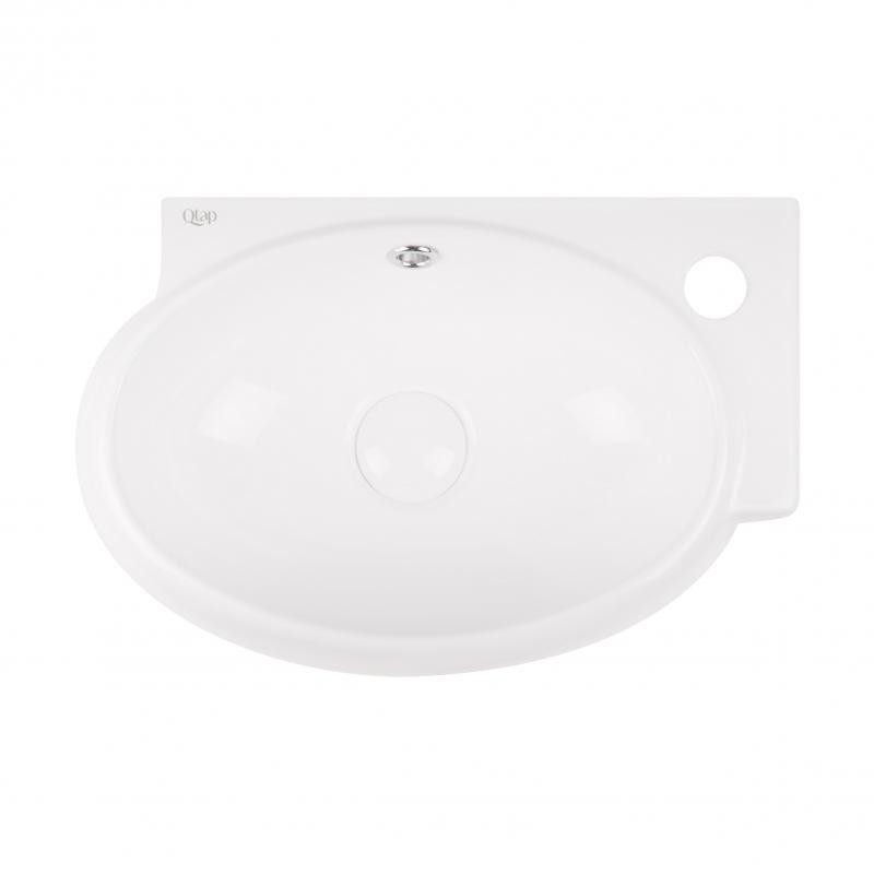 

Умывальник подвесной Qtap Leo QT11115011RW белый с донным клапаном правый