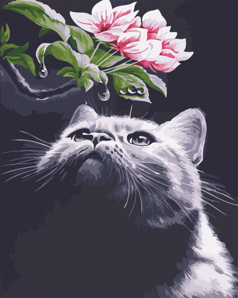 

Картина по номерам "Кот и магнолия" 40*50см
