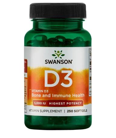

Витамин D3 Swanson Vitamin D3 Highest Potency 5000 IU 250 Sgels