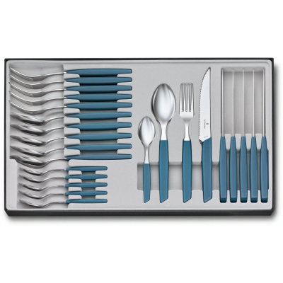 

Набор столовых приборов Victorinox Swiss Modern Table Set 24 шт Steak Blue (6.9096.12W2.24)