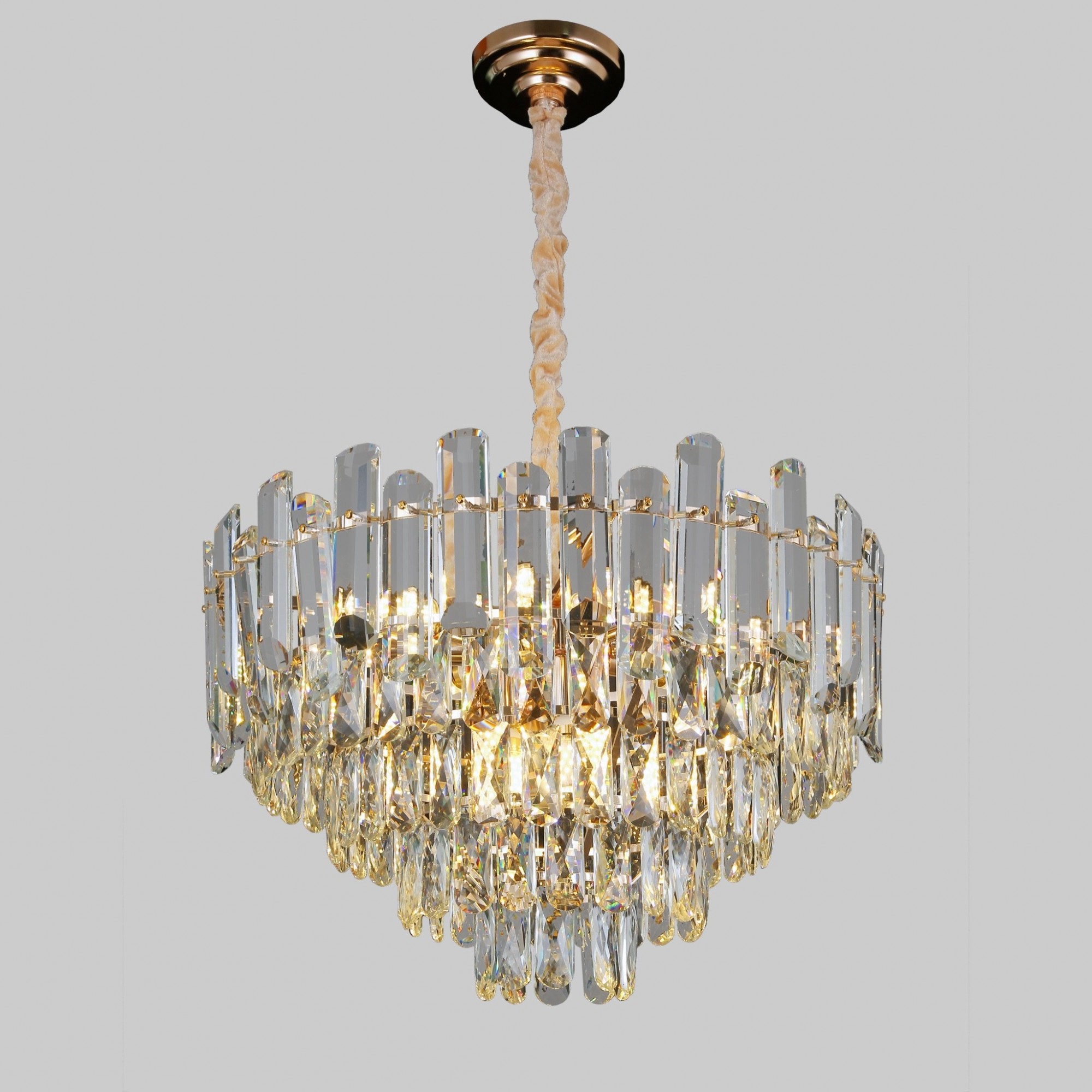 

Люстра LEVISTELLA Glass Cascade золотая круглая на 11 ламп 55 см