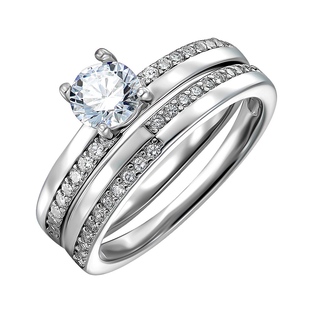 

Серебряное наборное кольцо с фианитами 000152004 17.5 размера