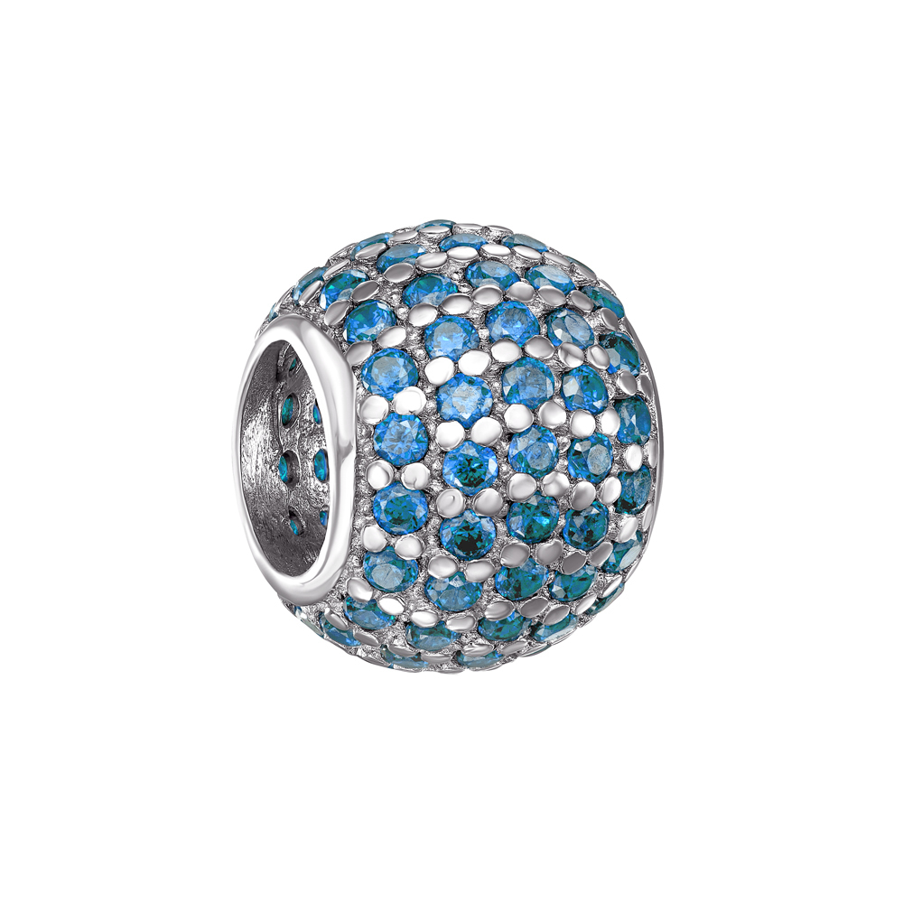 

Серебряный шарм с голубыми фианитами 000116397