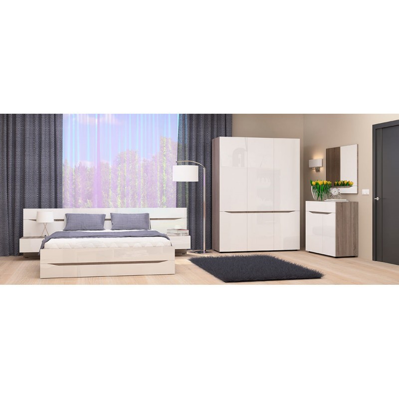 

Комплект спальни LUXE STUDIO Беверли 1 ДСП Дуб сонома трюфель + МДФ белый глянец