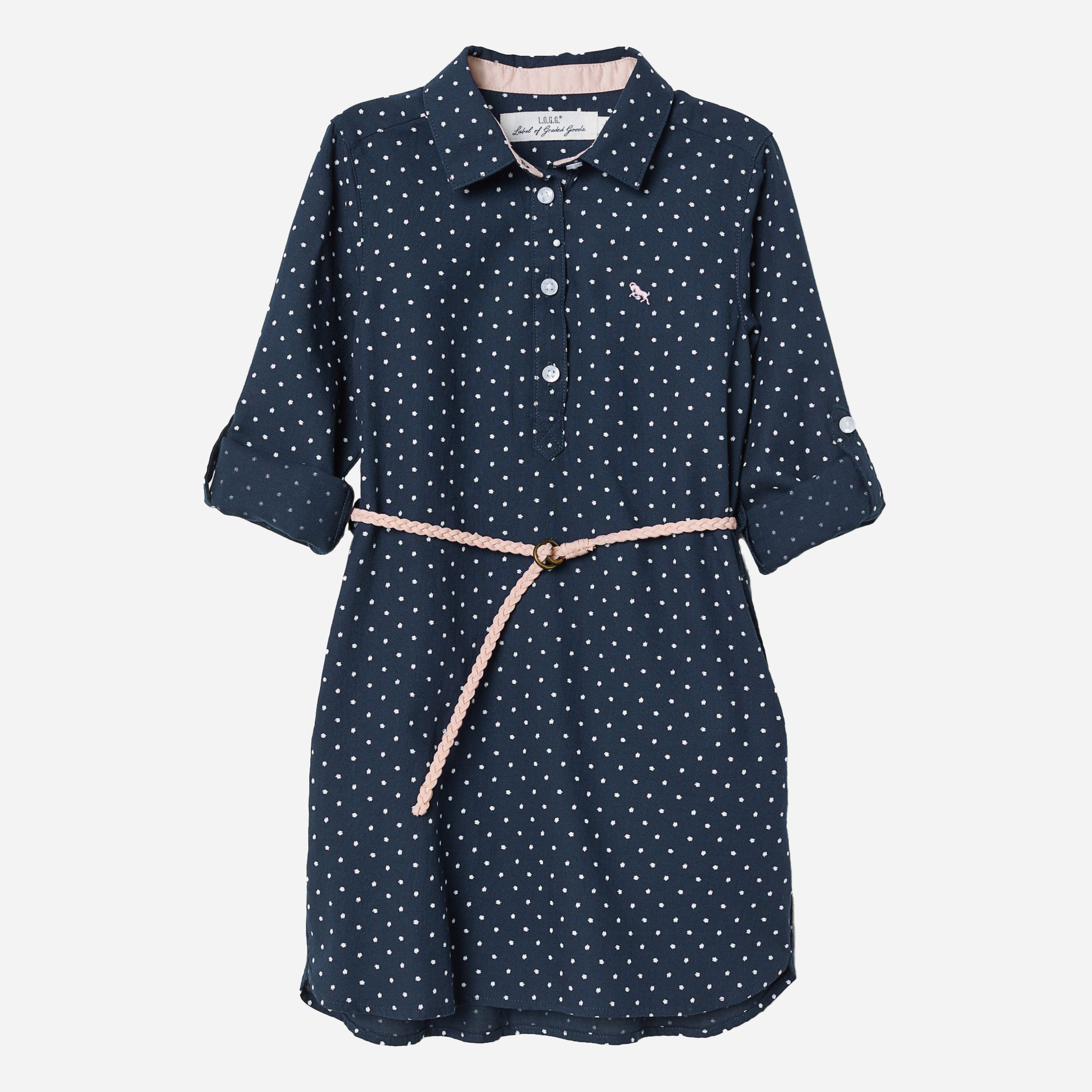 

Платье-рубашка H&M 060623275 110 см Темно-синий/Горошек
