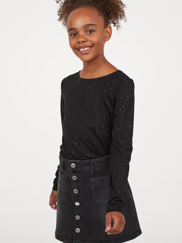 

Футболка с длинными рукавами H&M 060887809 140-152 см Черный/Блестящий
