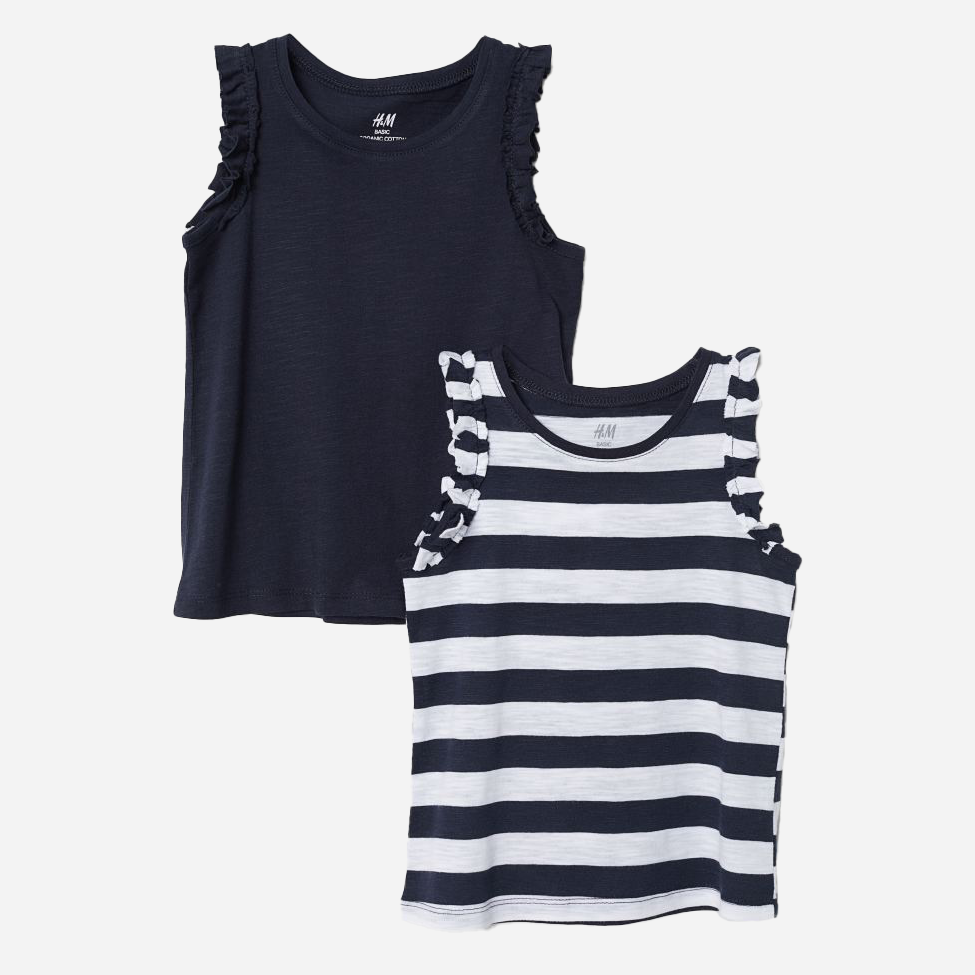 

Майка H&M 060625868 122-128 см 2 шт Белый/Синий