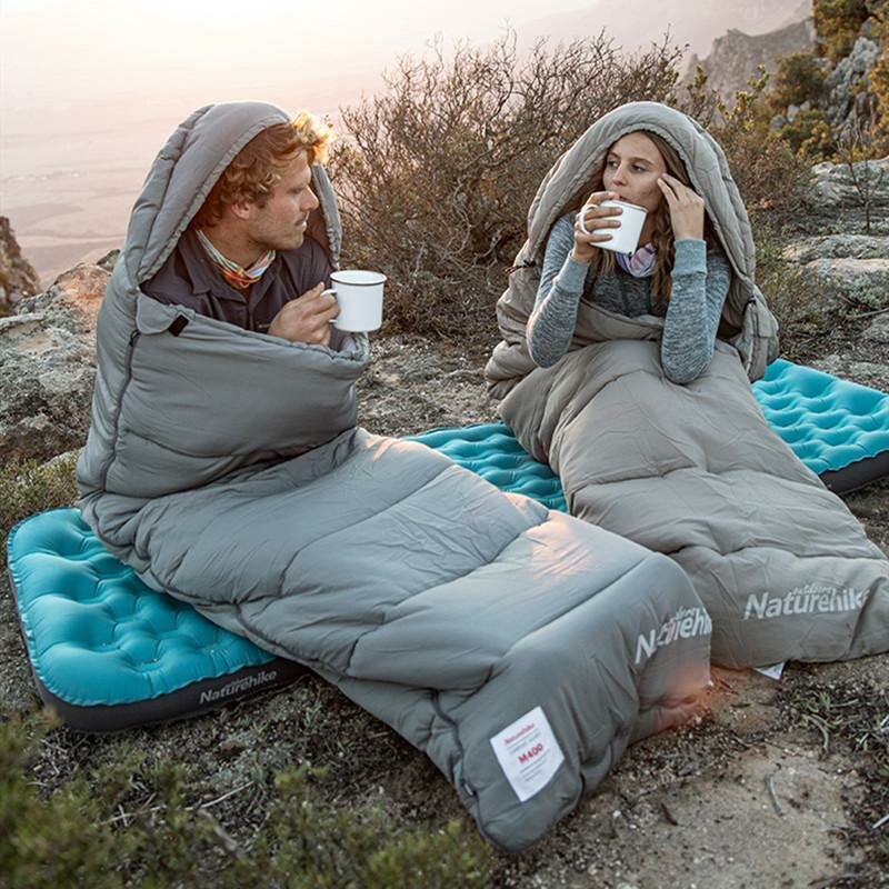 

Спальник з капюшоном Naturehike M400 NH20MSD02, down cotton, лівий, сірий