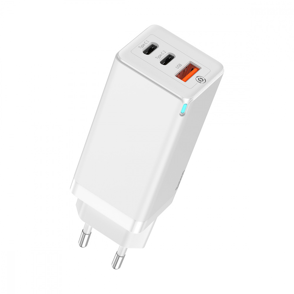 

СЗУ Baseus GaN Quick Travel Charger 65W (2 Type-C + 1 USB) white