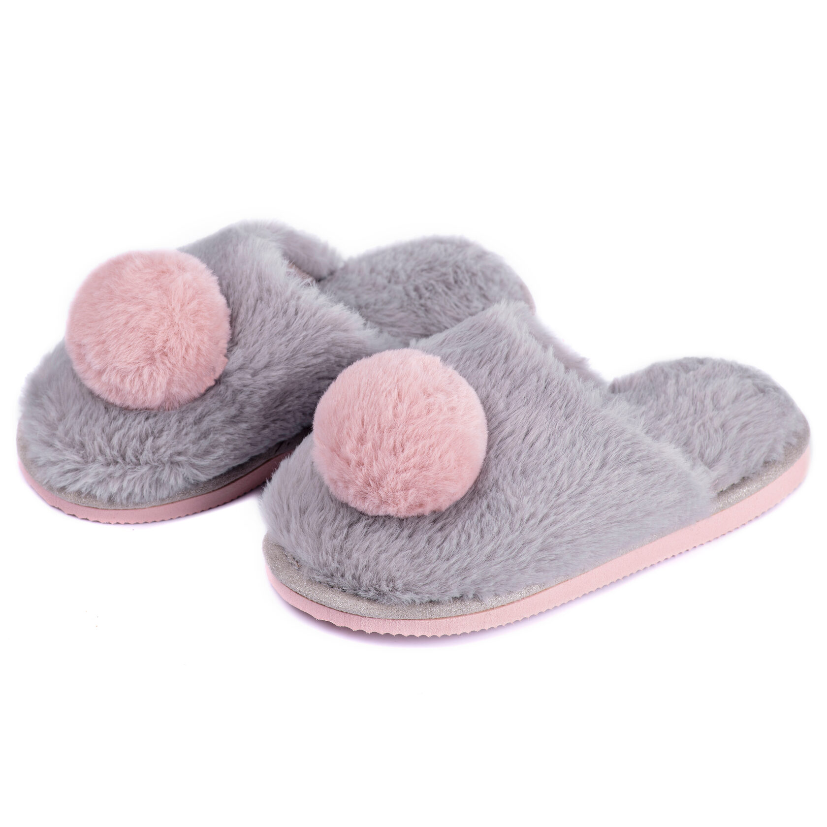 

Капці домашні дитячі HS-LUX хутрянi з декором Помпон TWINS 6270 32-33 Сірий, (4963688)