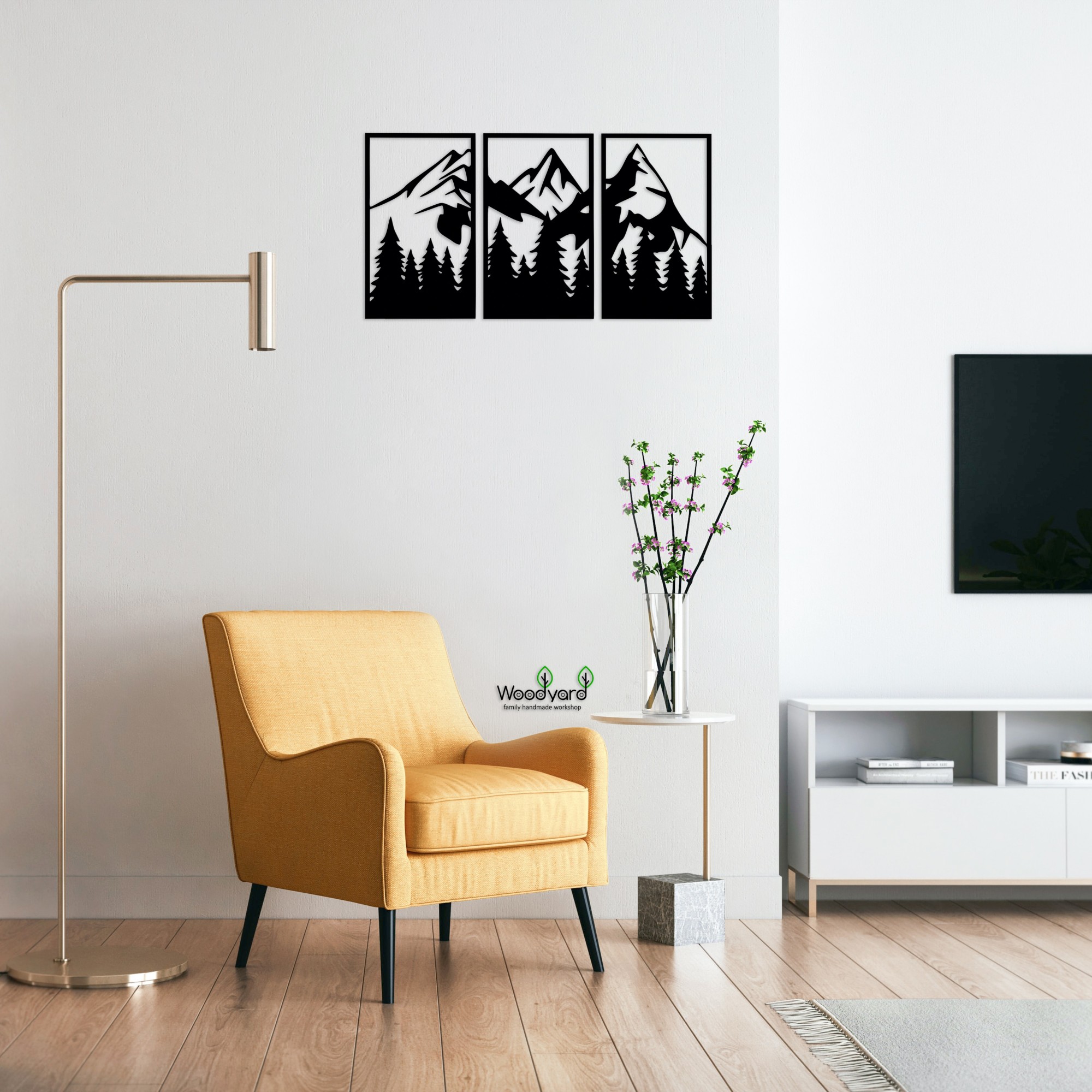 

Панно из дерева Woodyard горы Mountain 25х48 см чёрное 007 1