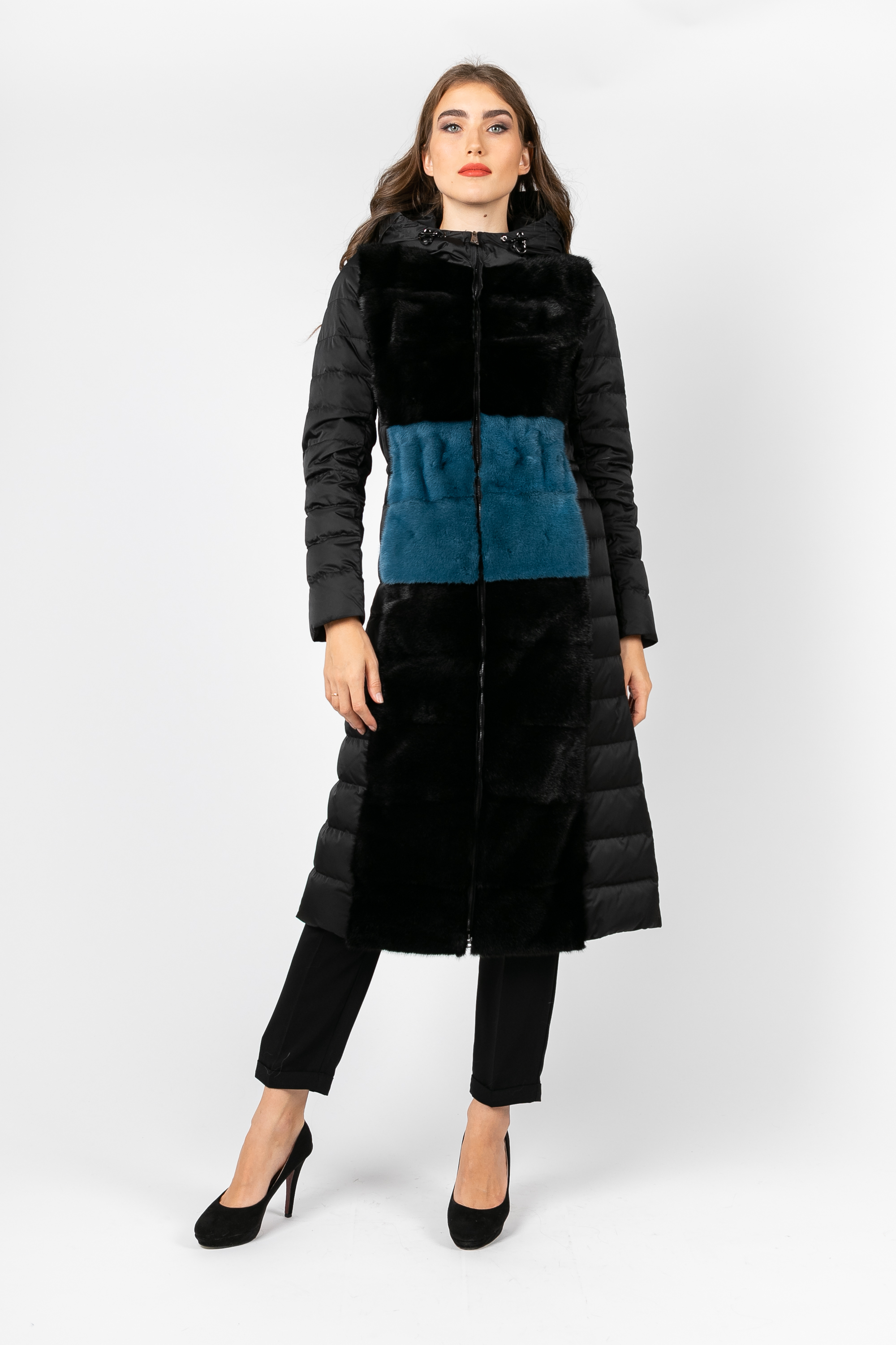 

Пуховик PARKA+ 01419 с канадской норкой Чорний, Пуховик PARKA+ 01419 с канадской норкой Чорний 46