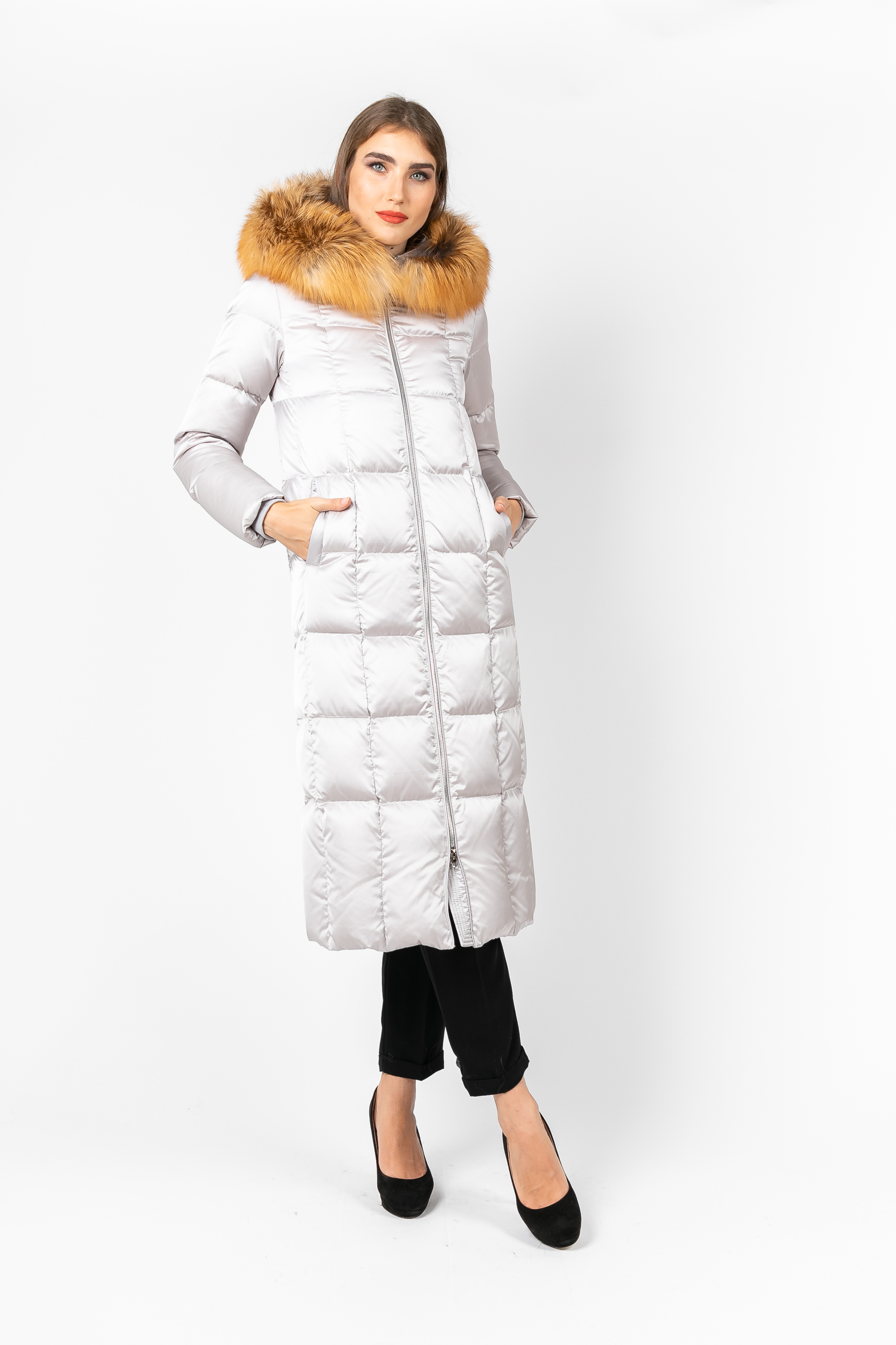 

Пуховик PARKA+ 02175 с мехом рыжей лисы с капюшоном Білий, Пуховик PARKA+ 02175 с мехом рыжей лисы с капюшоном Білий 38