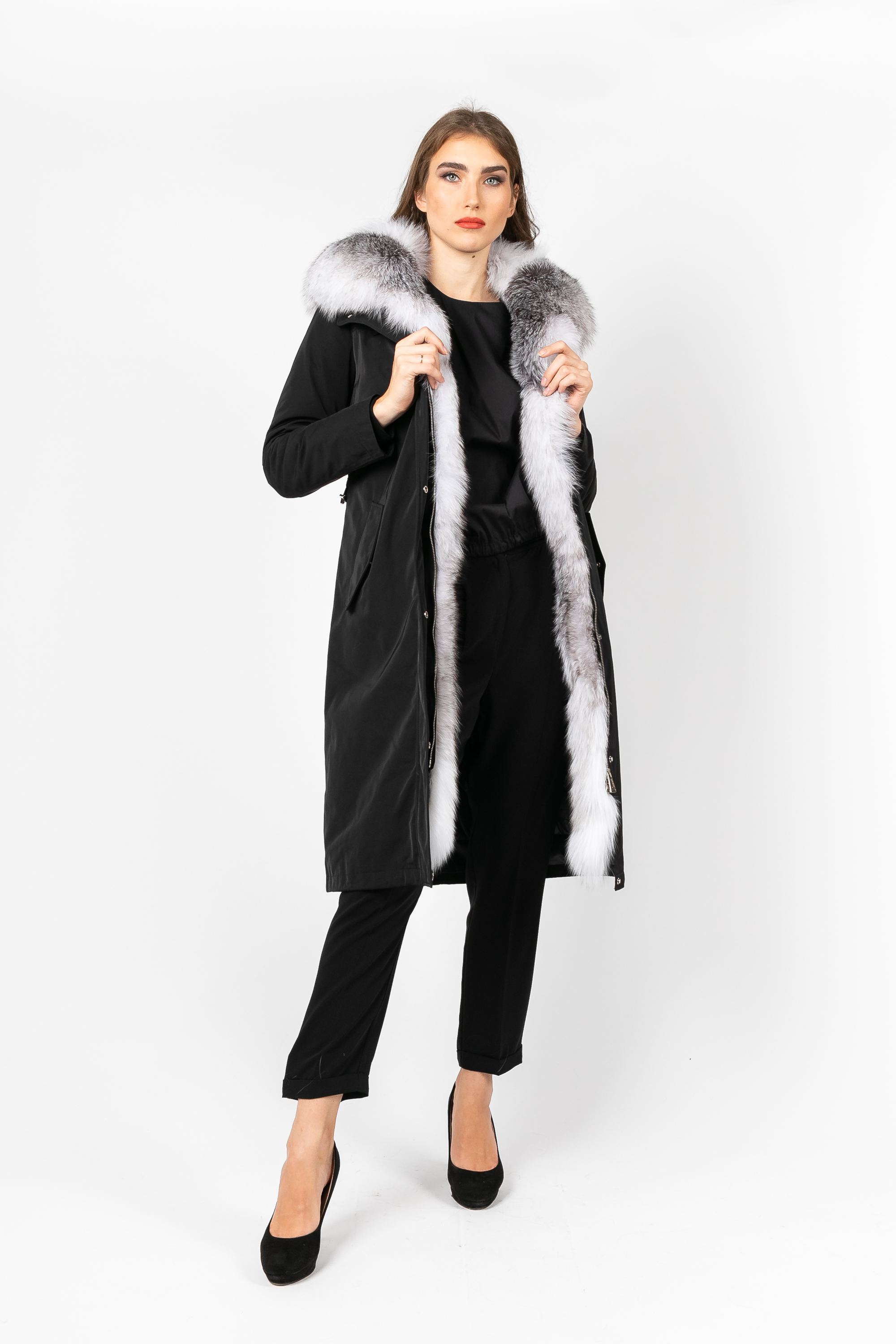 

Удлиненная парка PARKA+ 02051 с мехом северной лисы Чорний, Удлиненная парка PARKA+ 02051 с мехом северной лисы Чорний 48