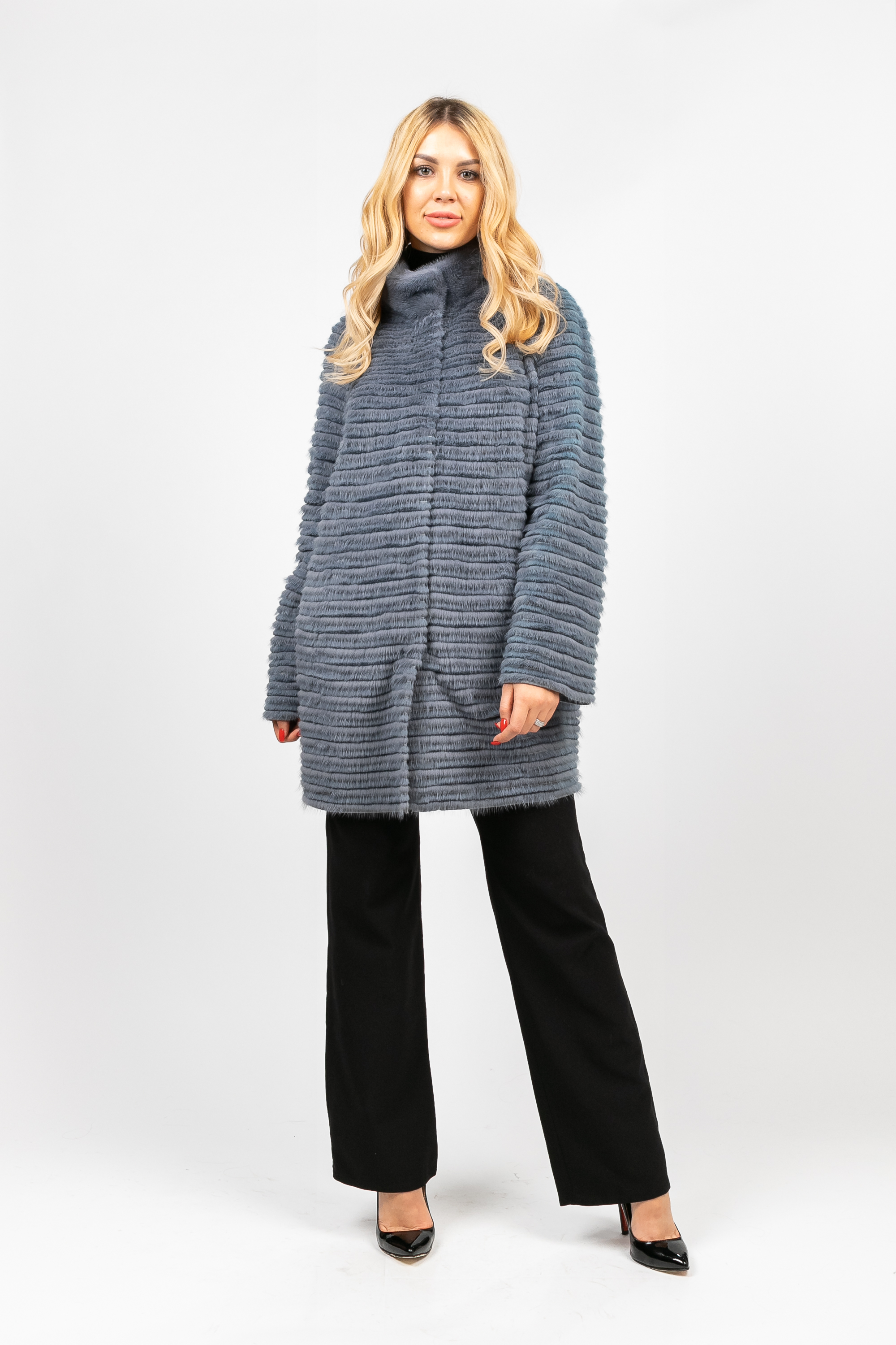 

Вязанная норка PARKA+ 01190 Блакитний, Вязанная норка PARKA+ 01190 Блакитний XL