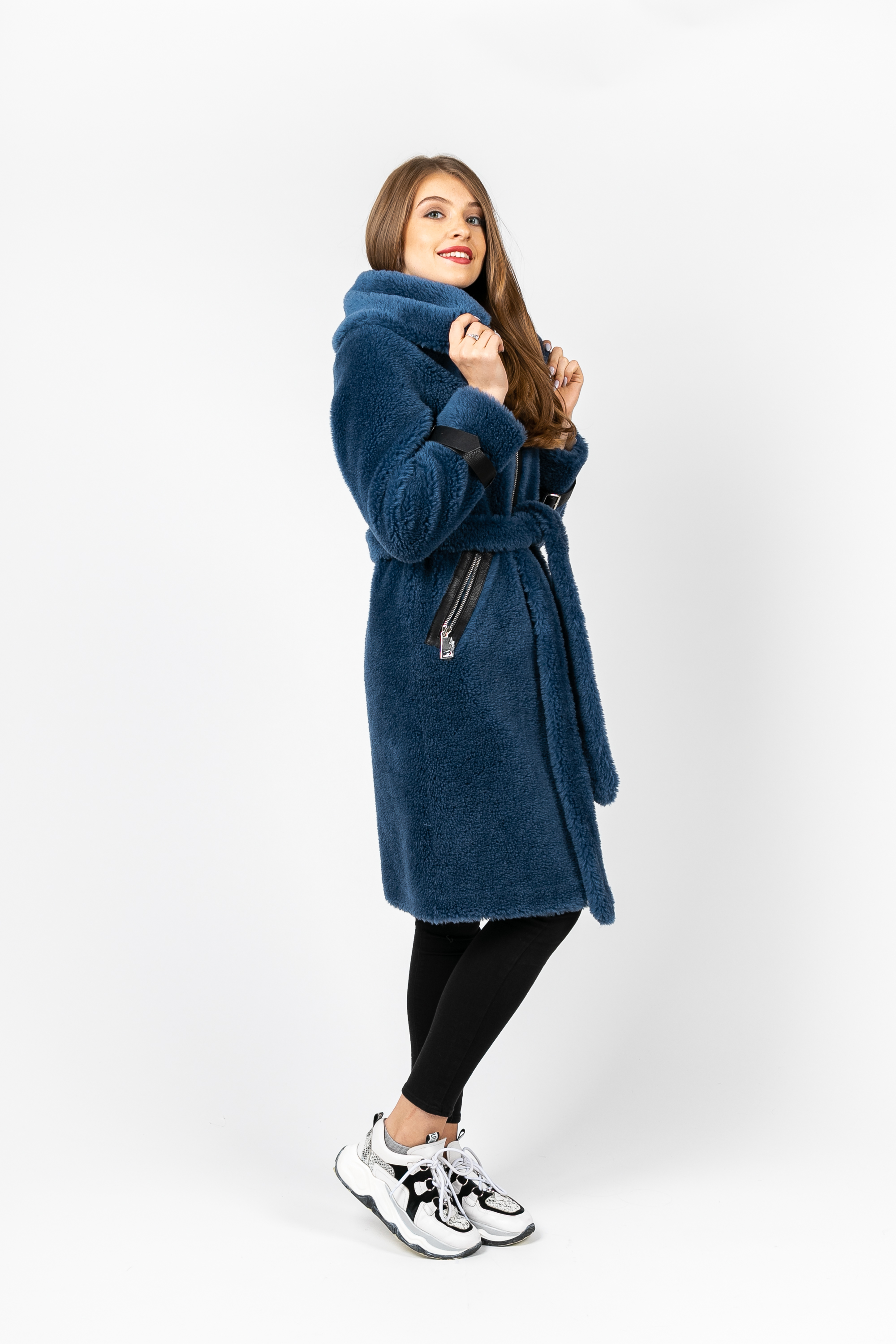 

Шуба PARKA+ 02288 с австралийской шерсти Синій, Шуба PARKA+ 02288 с австралийской шерсти Синій 52