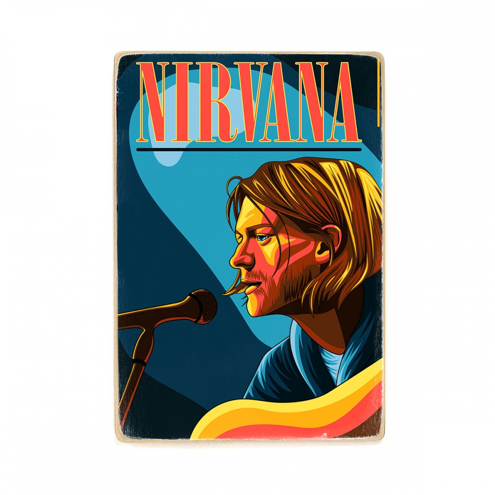 

Деревянный постер Музыка Nirvana. Kurt cobain. Нирвана, Курт кобейн с гитарой поёт А2