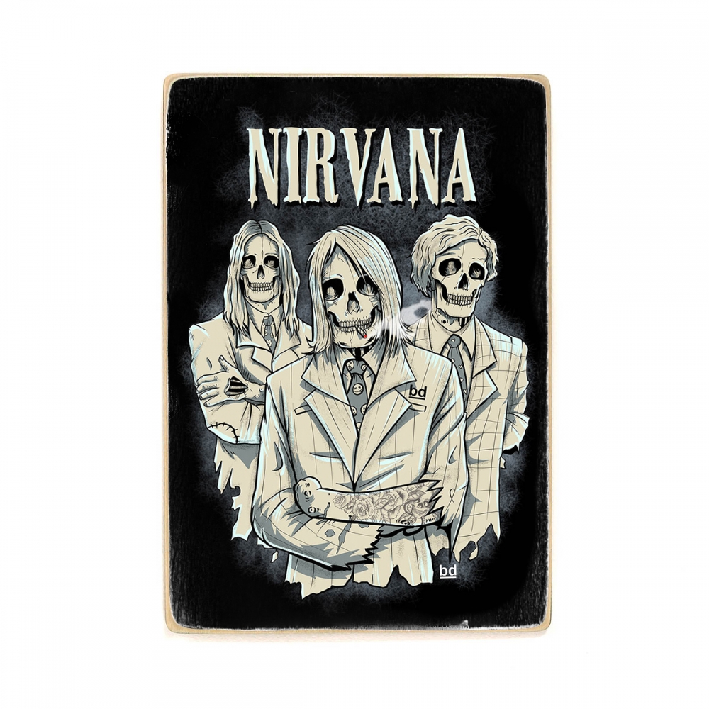 

Деревянный постер Музыка Nirvana. Kurt cobain. Нирвана, стилизованные скелеты. Курт кобейн А1