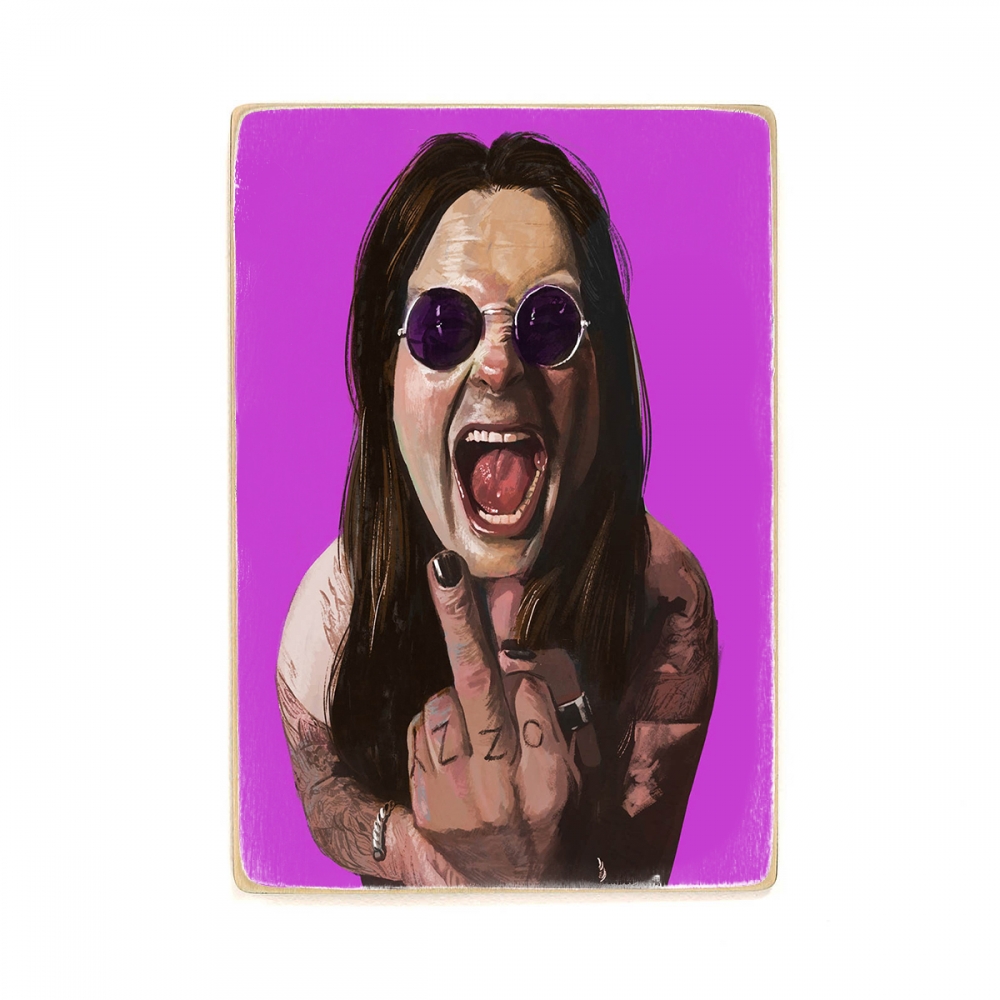 

Деревянный постер Музыка Ozzy Osbourne, Оззи осборн и средний палец А1