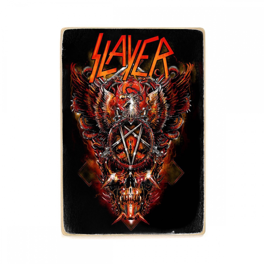 

Деревянный постер Музыка Slayer лого с пентаграммой. слеер. Tom Araya А2