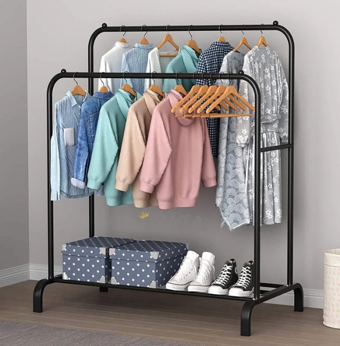 

Стойка с двойной направляющей для одежды и обуви Double floor Hanger, Черный